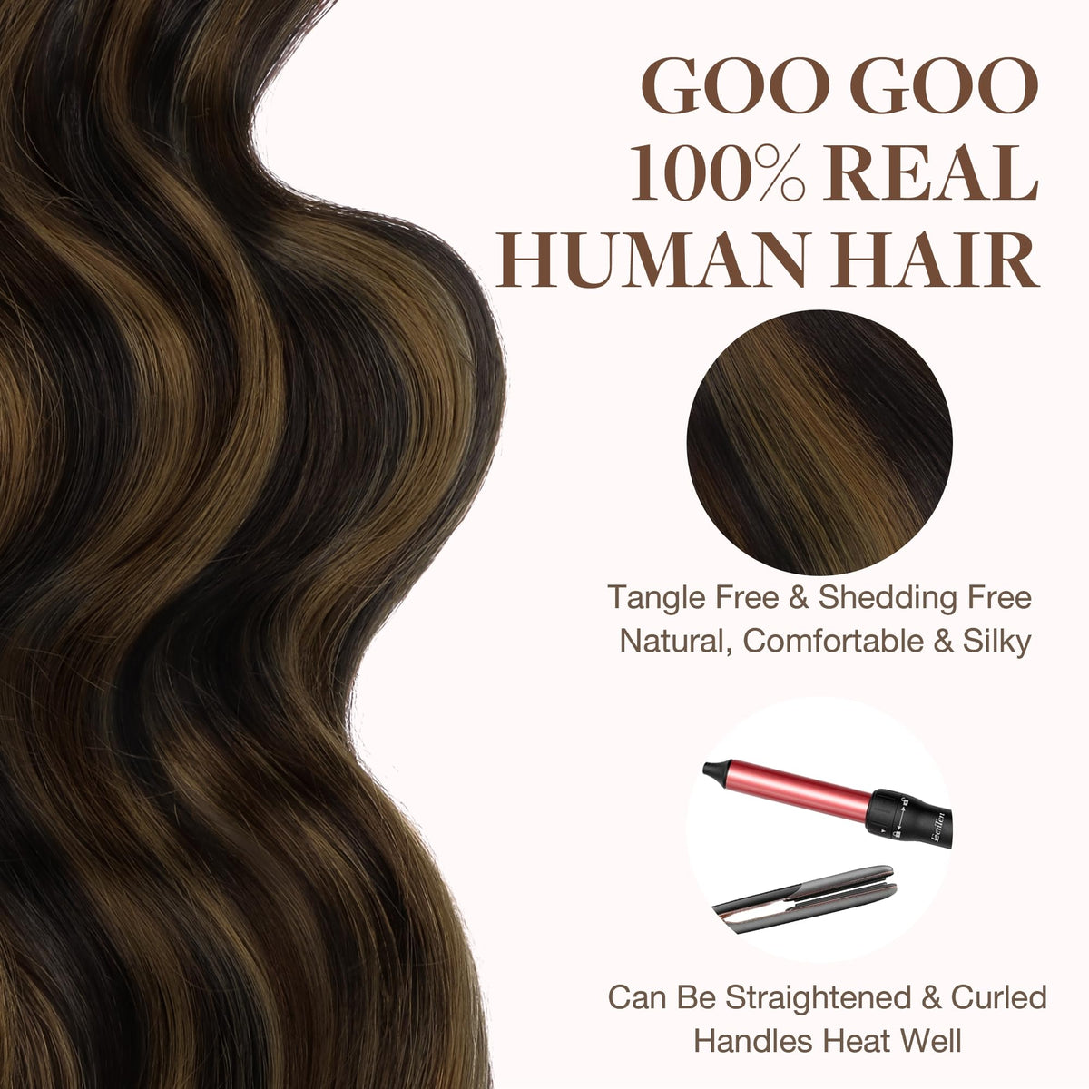 GOO GOO Tape in Hair Extensions 18 inch on a mannequin