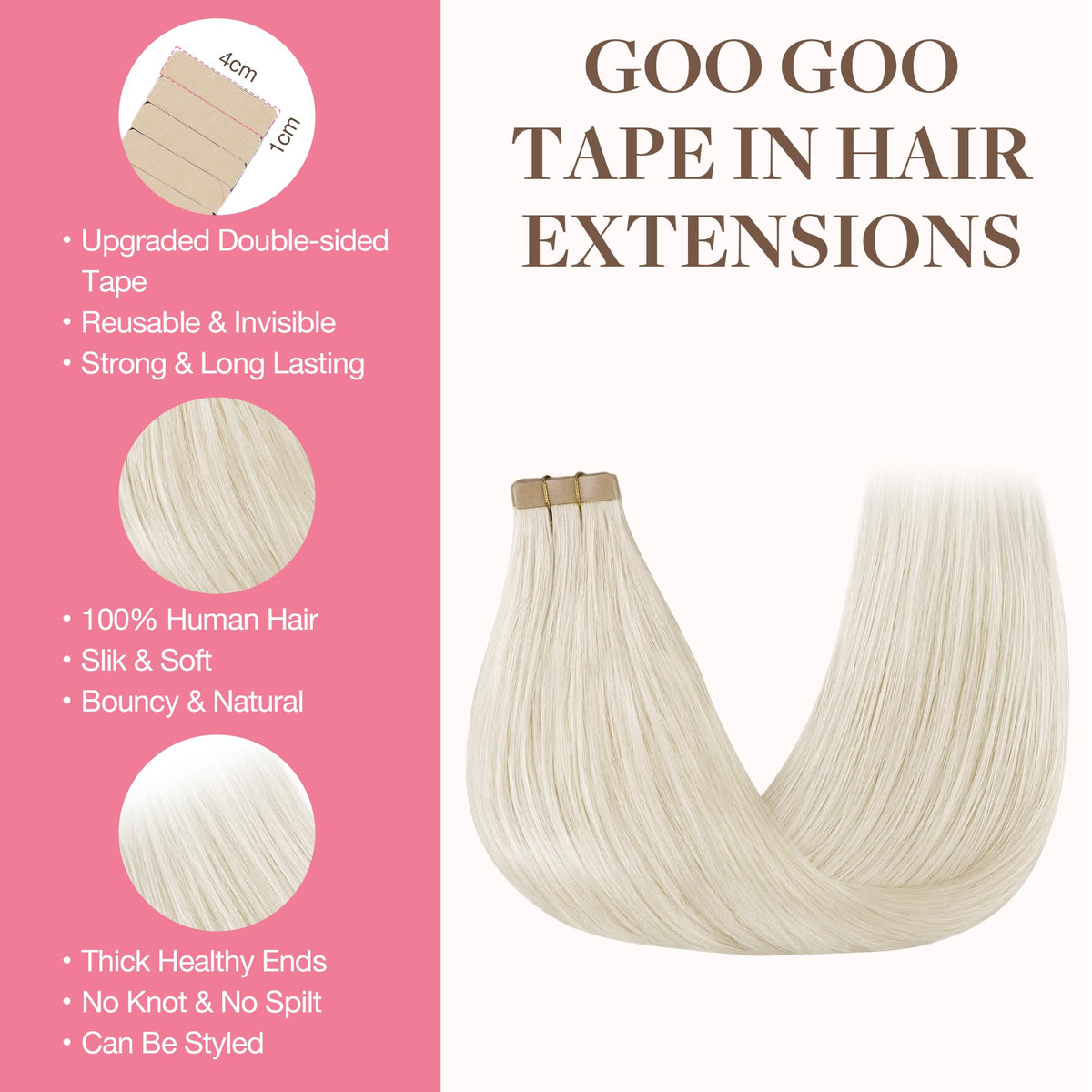 GOO GOO Tape in Hair Extensions 18 inch packaging