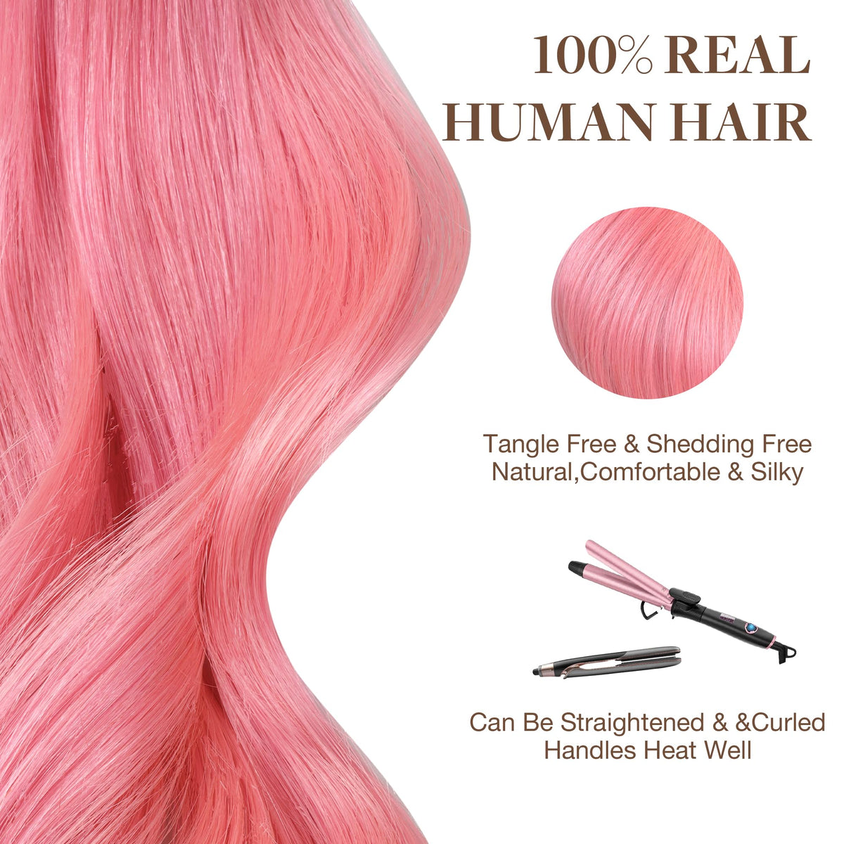 GOO GOO Tape in Hair Extensions 18-inch Peach Pink back view