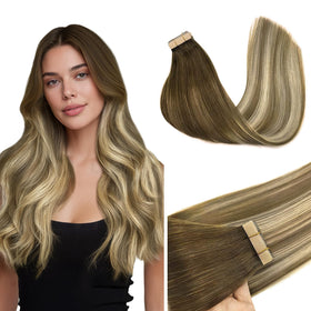 GOO GOO Tape in Hair Extensions 18 inch walnut brown to ash brown