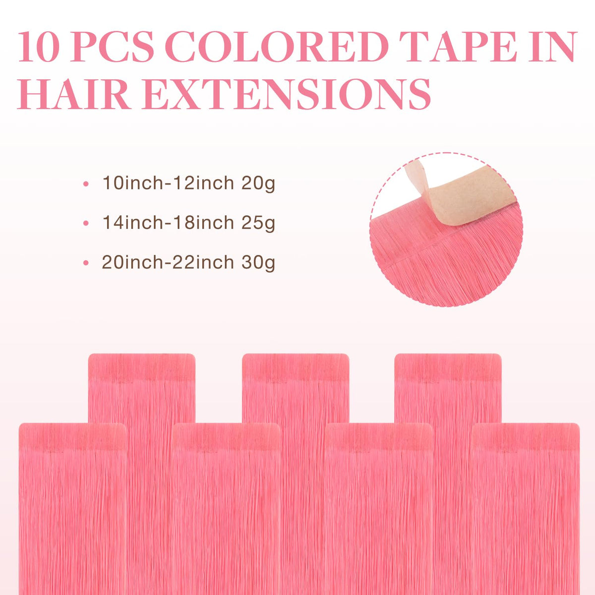 GOO GOO Tape in Hair Extensions 18" Light Pink close-up of texture