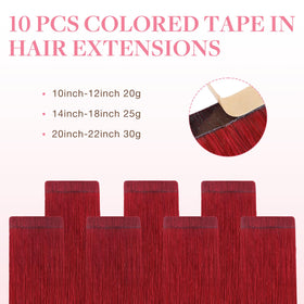 GOO GOO Tape in Hair Extensions 18" #Red close-up