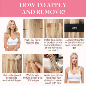GOO GOO Tape in Hair Extensions 18A/613A application process
