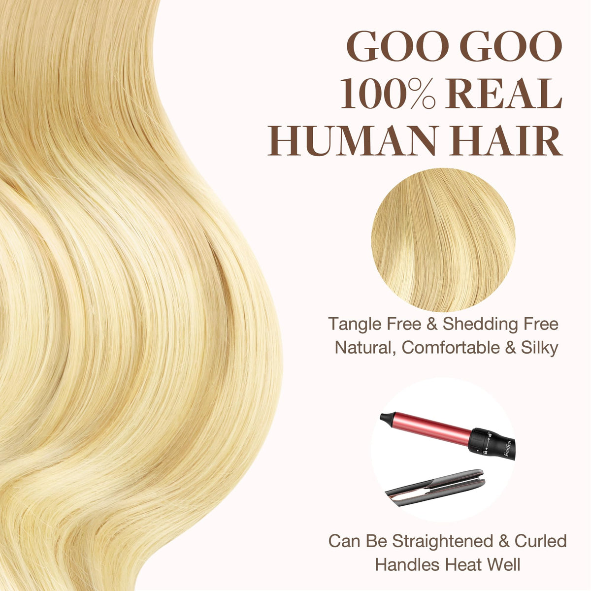 GOO GOO Tape in Hair Extensions 18AT60A length comparison