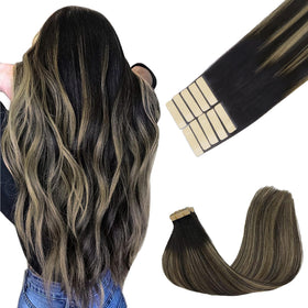 GOO GOO Tape in Hair Extensions 1B/19/1B 18inch front view