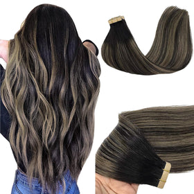 GOO GOO Tape in Hair Extensions 1B/19/1B 18inch pack front view