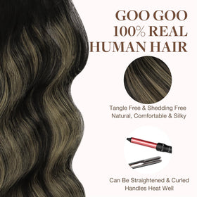 GOO GOO Tape in Hair Extensions 1B/19/1B heat styling demonstration