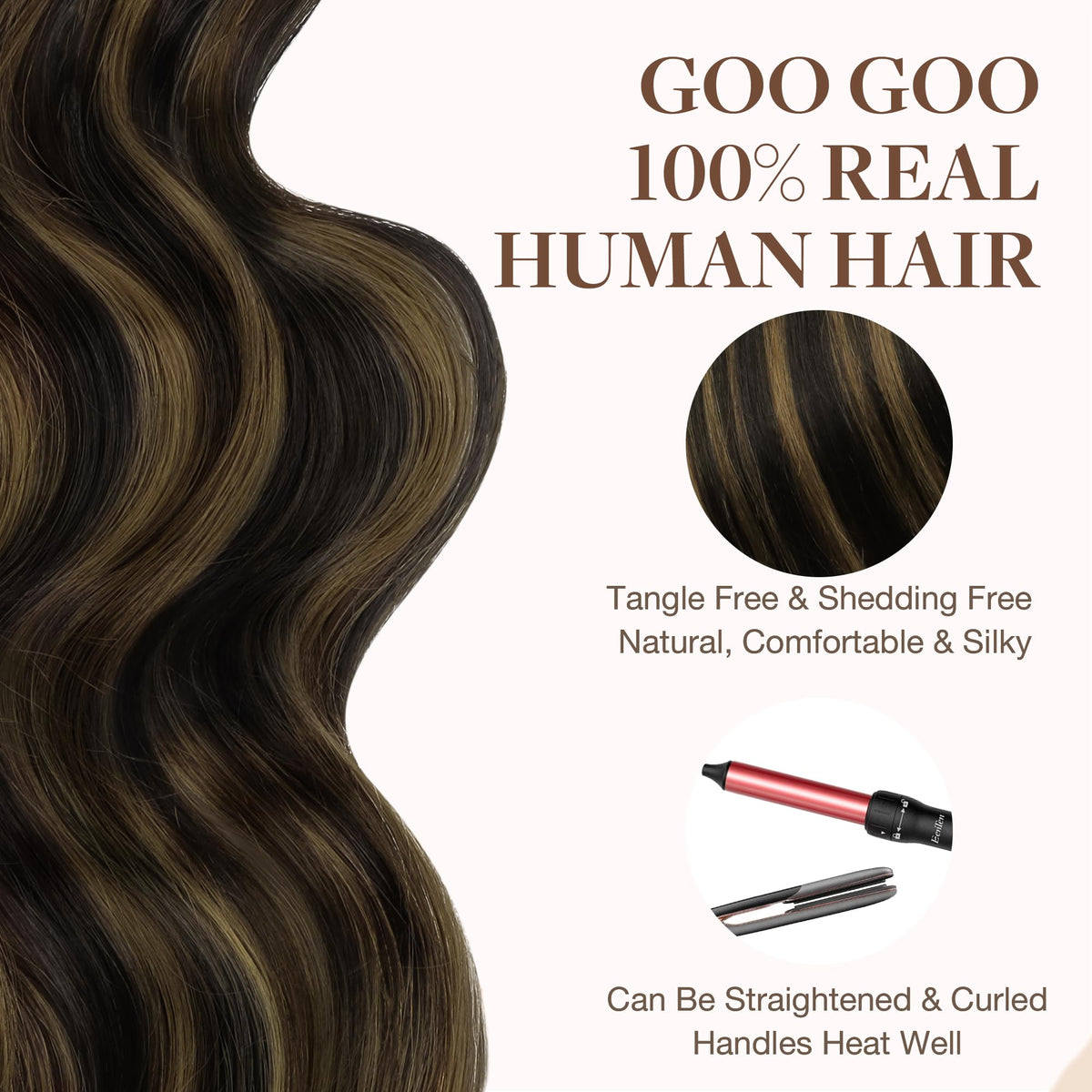 GOO GOO Tape in Hair Extensions 1B/6/1B balayage on model