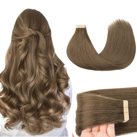 GOO GOO Tape in Hair Extensions 20" 20pcs Light Ash Brown front view