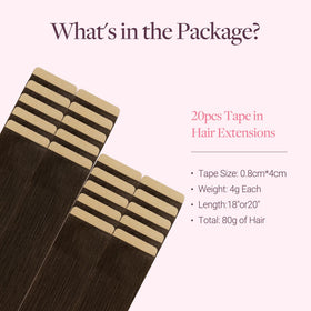 GOO GOO Tape in Hair Extensions 20" chocolate brown side view