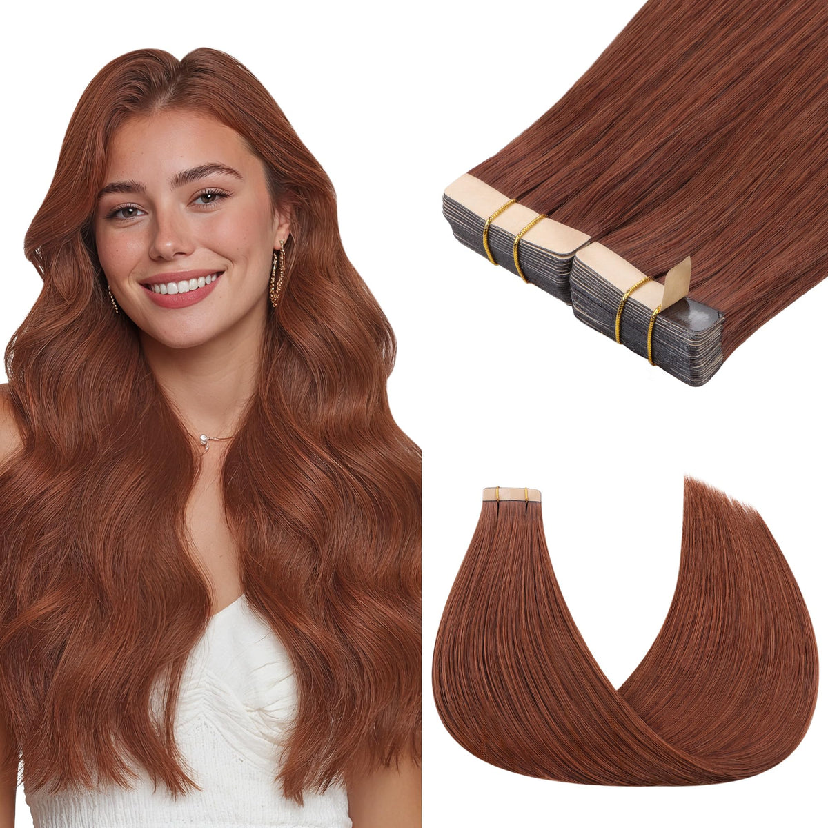 GOO GOO Tape in Hair Extensions 20 inch #33B front view