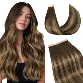 GOO GOO Tape in Hair Extensions 20 inch #4/27/4 front view
