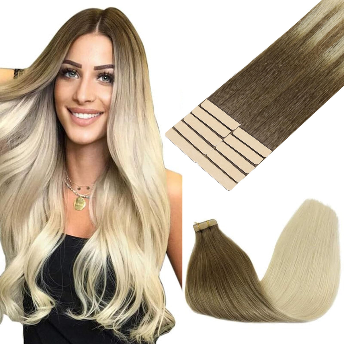 GOO GOO Tape in Hair Extensions 20 inch #9/60 front view