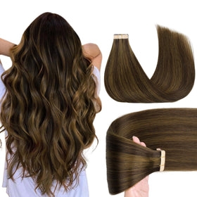 GOO GOO Tape in Hair Extensions 20 inch Brown Sugar Highlights front view