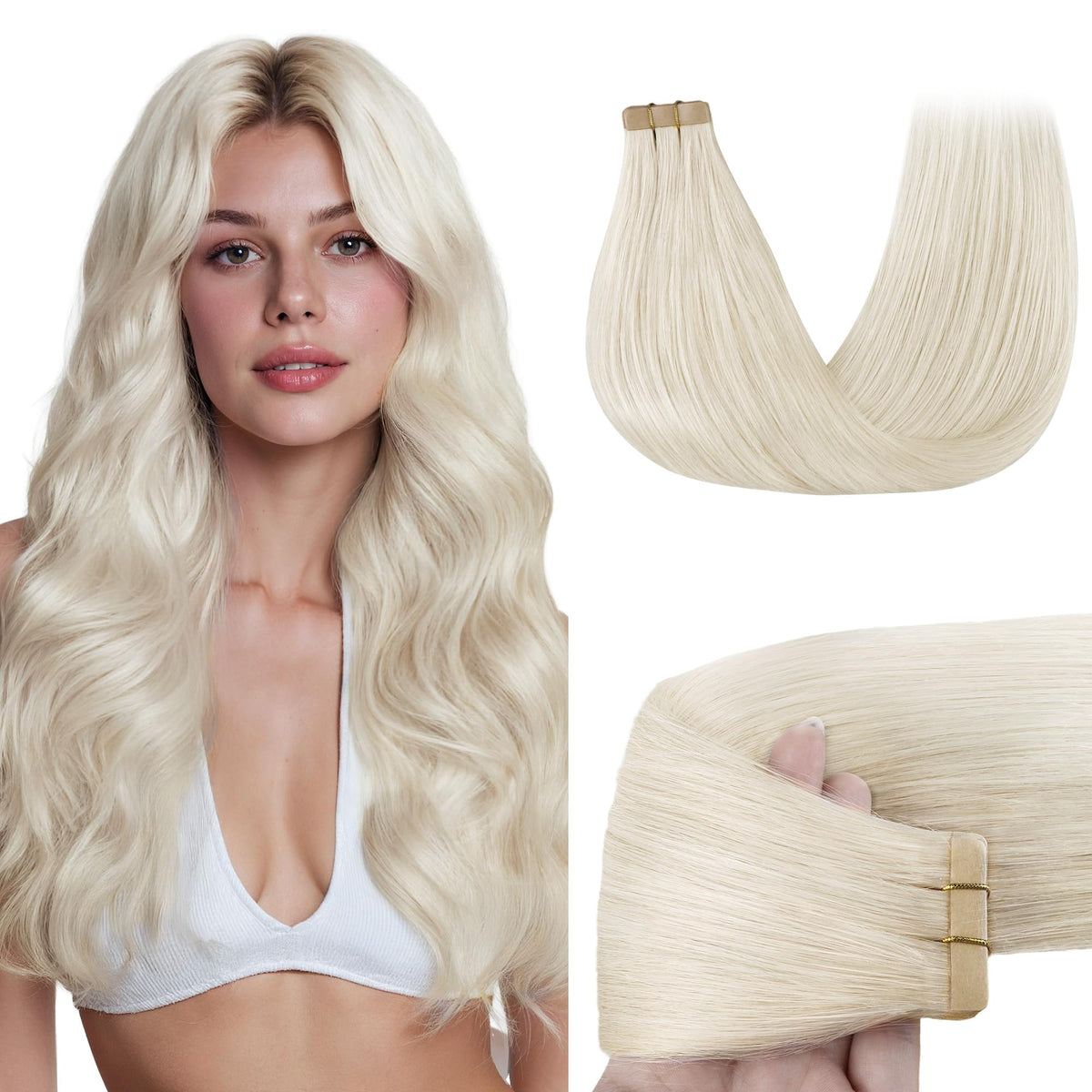 GOO GOO Tape in Hair Extensions 20-inch front view