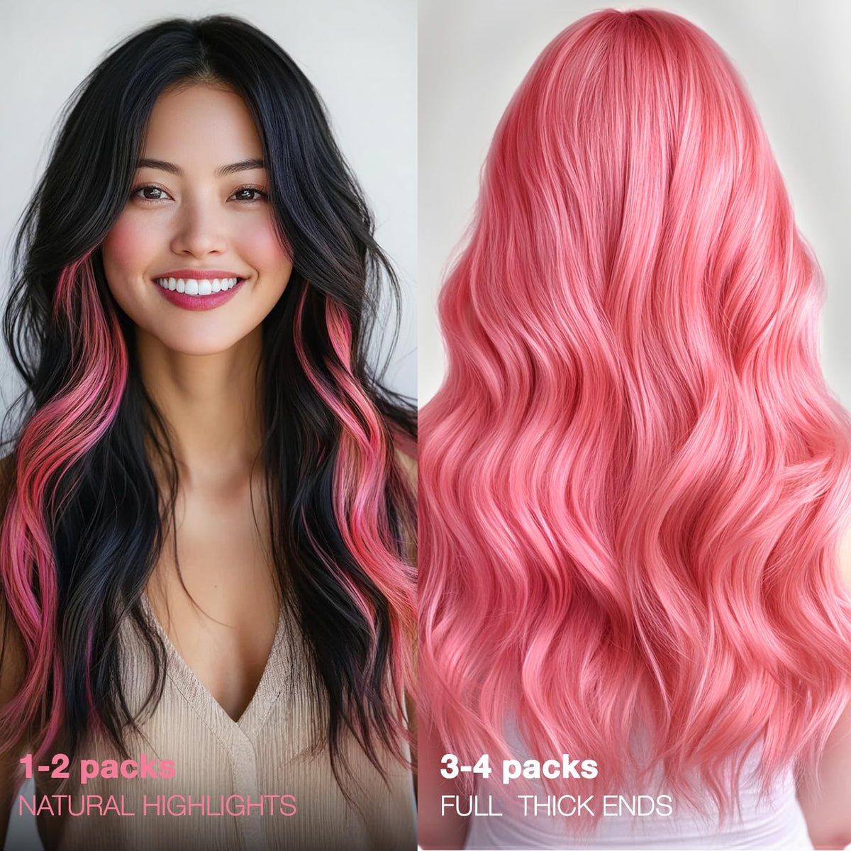 GOO GOO Tape in Hair Extensions 20-inch Light Pink on model