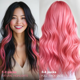 GOO GOO Tape in Hair Extensions 20-inch Light Pink on model