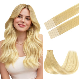 GOO GOO Tape in Hair Extensions 20 inch Pearl Ash Blonde front view