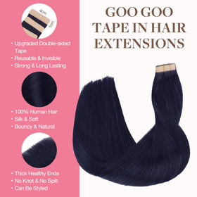 GOO GOO Tape in Hair Extensions 20" Midnight Black packaging