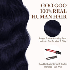 GOO GOO Tape in Hair Extensions 20" Midnight Black side view