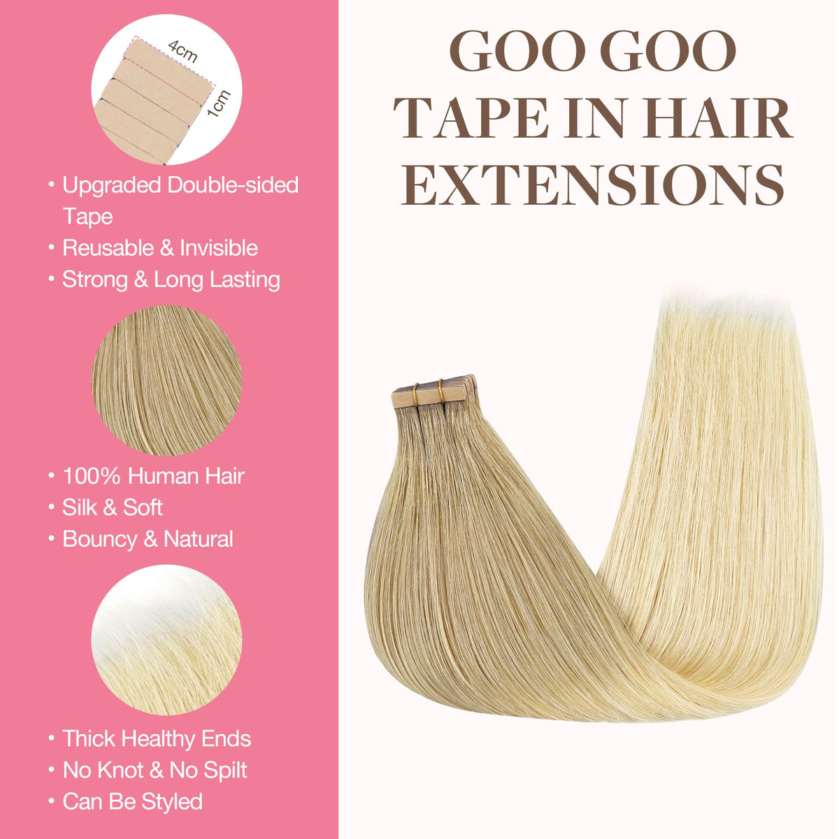 GOO GOO Tape in Hair Extensions 20" #O7/60F packaging