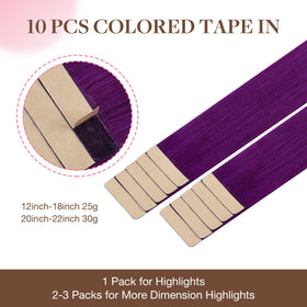 GOO GOO Tape in Hair Extensions 20" purple styled