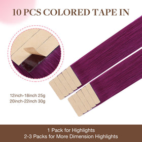 GOO GOO Tape in Hair Extensions 20" #Violet close-up