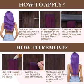 GOO GOO Tape in Hair Extensions 20" #Violet on model