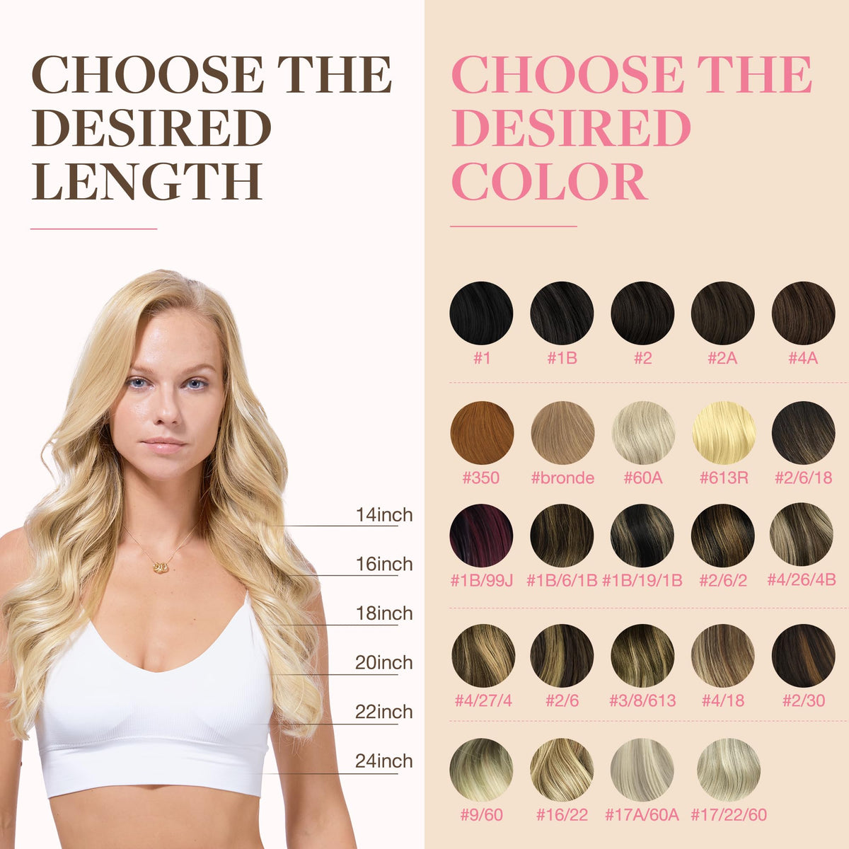 GOO GOO Tape in Hair Extensions 20inch length comparison