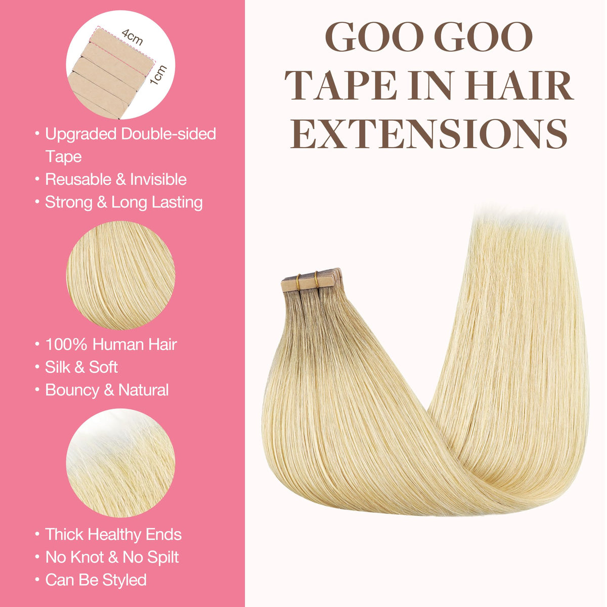 GOO GOO Tape in Hair Extensions 20pcs packaging