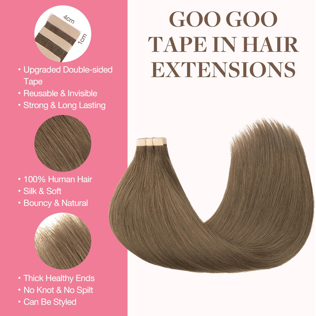GOO GOO Tape in Hair Extensions 20pcs packaging