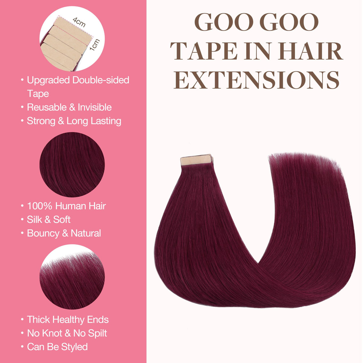 GOO GOO Tape in Hair Extensions 20pcs packaging