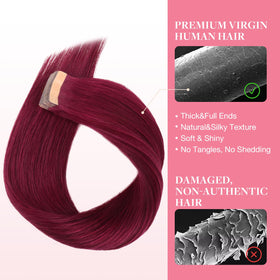 GOO GOO Tape-In Hair Extensions 22" Burgundy Red styled