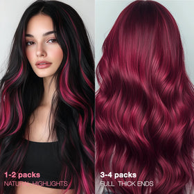 GOO GOO Tape-In Hair Extensions 22" Burgundy Red with extra tapes