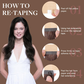 GOO GOO Tape in Hair Extensions 22" Dark Brown close-up