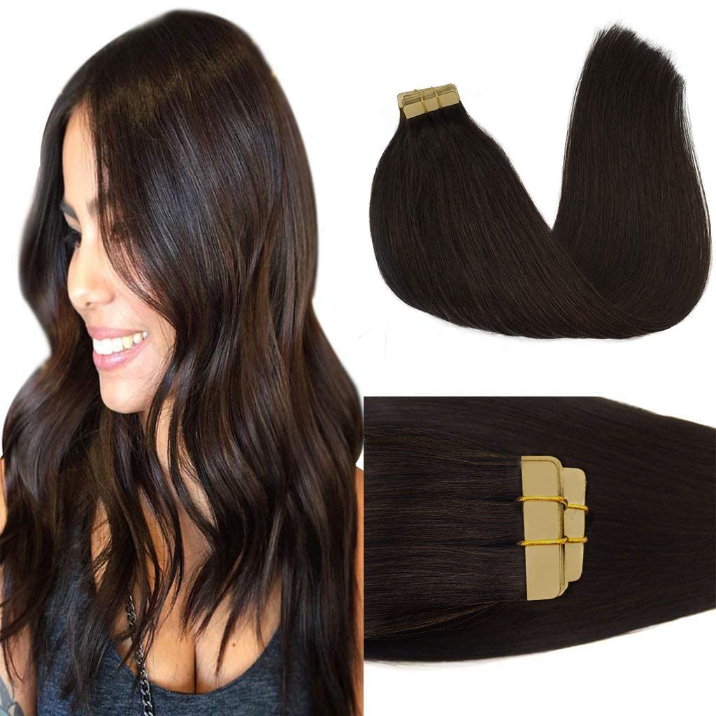 GOO GOO Tape in Hair Extensions 22" Dark Brown front view