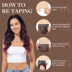 GOO GOO Tape In Hair Extensions 22 inch #1/99J close-up of hair texture