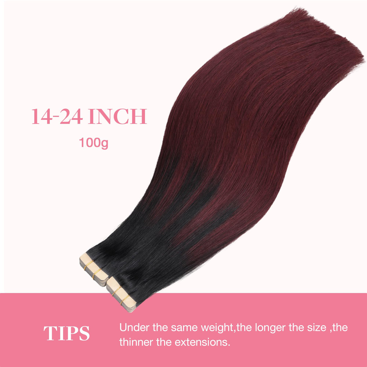 GOO GOO Tape In Hair Extensions 22 inch #1/99J hair blending