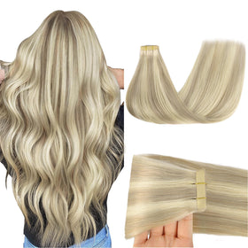 GOO GOO Tape in Hair Extensions 22 inch #17A/60A front view