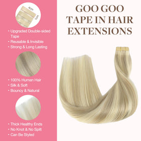 GOO GOO Tape in Hair Extensions 22 inch #17A/60A packaging