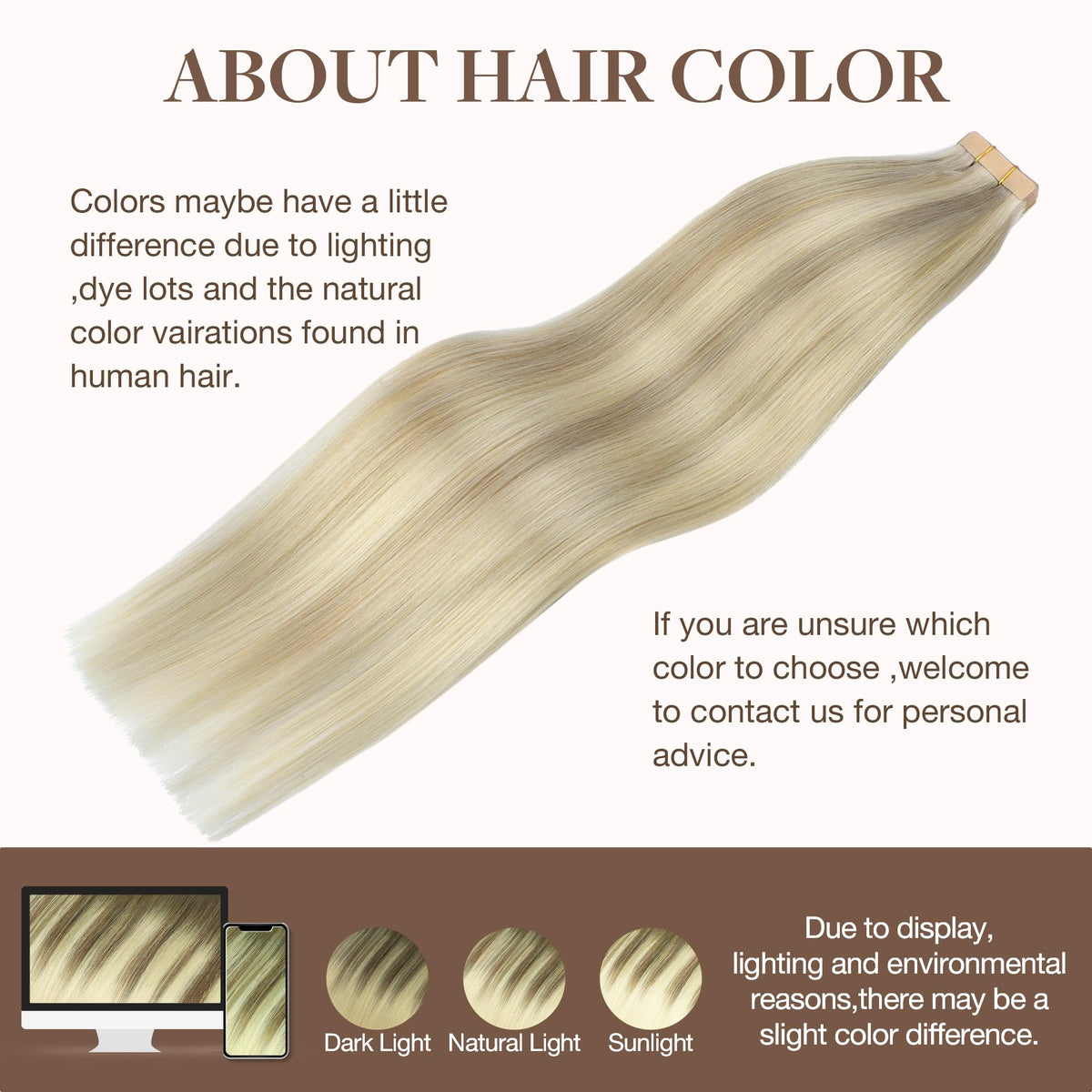 GOO GOO Tape in Hair Extensions 22 inch #17A/60A with styling tools