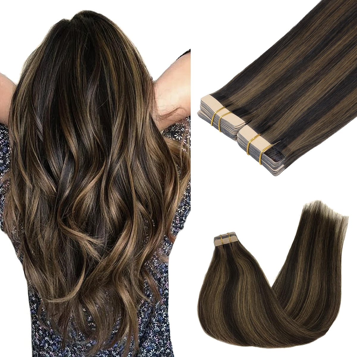 GOO GOO Tape in Hair Extensions 22 inch #2/6 front view