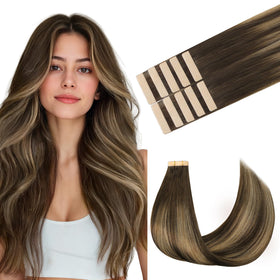 GOO GOO Tape in Hair Extensions 22 inch #4/27/4 front view