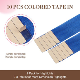 GOO GOO Tape-In Hair Extensions 22 inch blue close-up