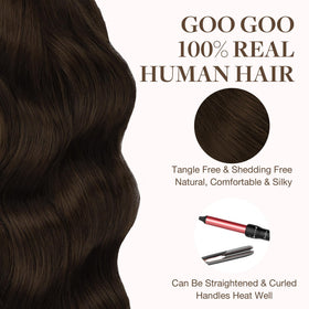 GOO GOO Tape in Hair Extensions 22 inch Chocolate Brown comparison with natural hair