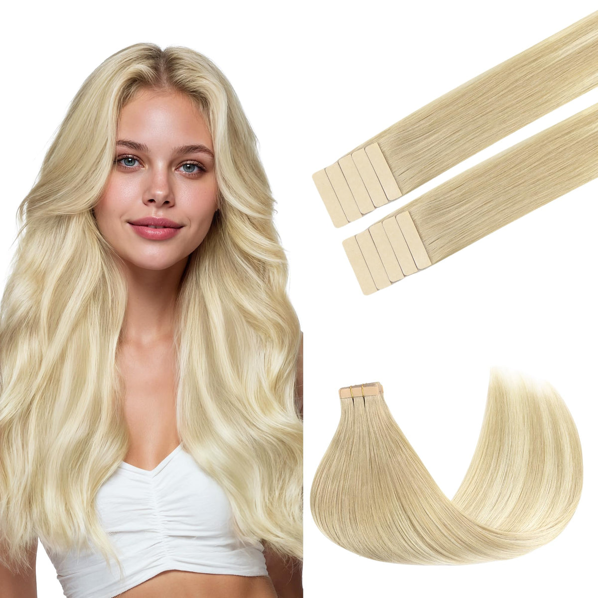GOO GOO Tape in Hair Extensions 22-inch front view