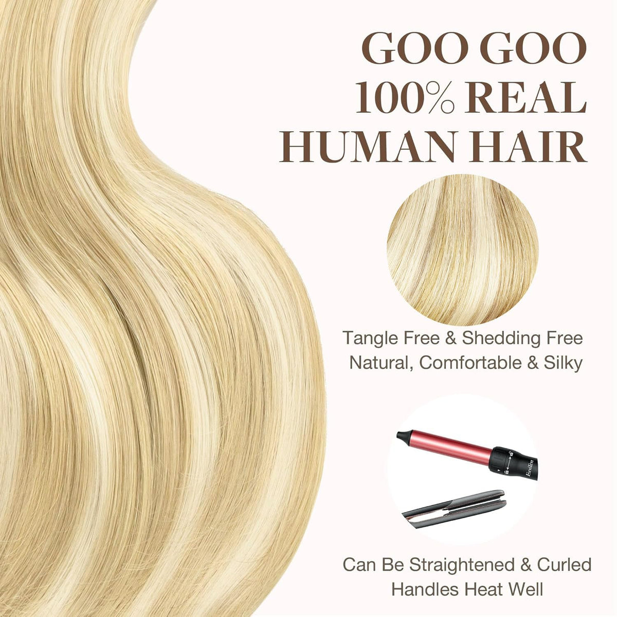 GOO GOO Tape in Hair Extensions 22 inch on display