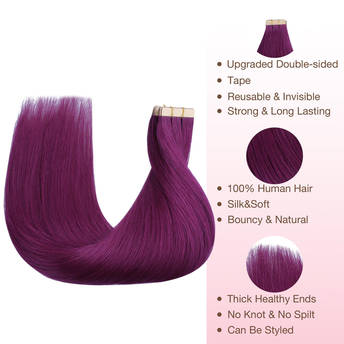 GOO GOO Tape in Hair Extensions 22" Violet packaging