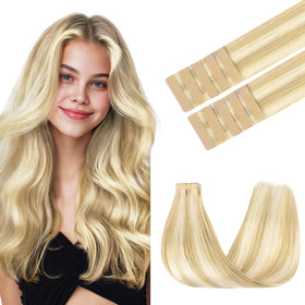 GOO GOO Tape in Hair Extensions 24 inch #18D/22F front view