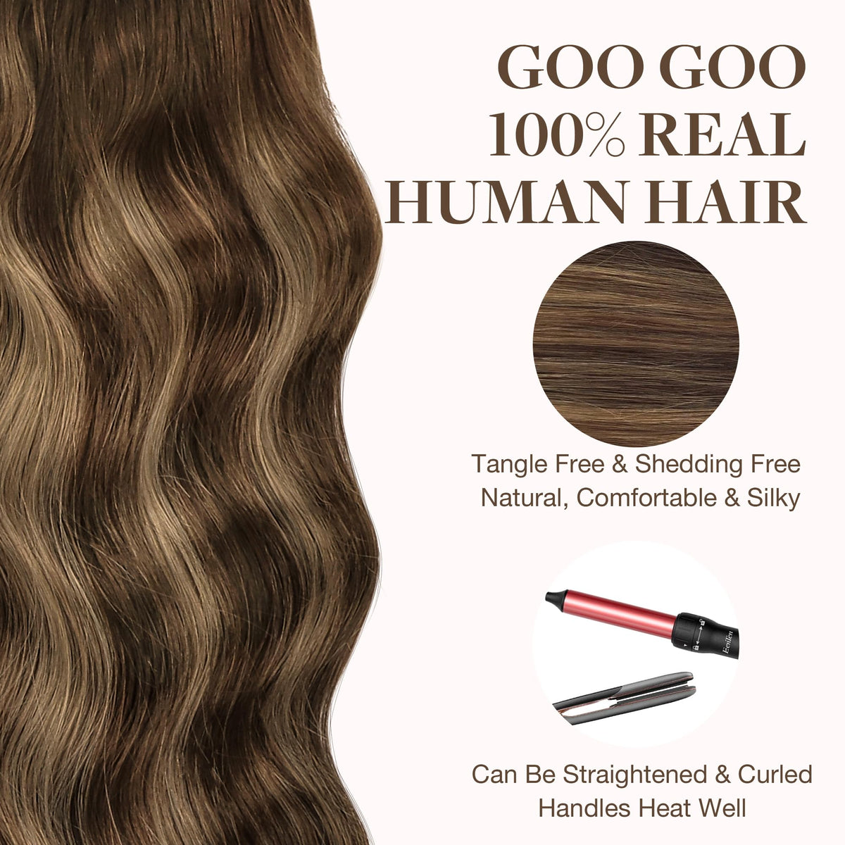 GOO GOO Tape in Hair Extensions 24 inch #4/27/4 styling options